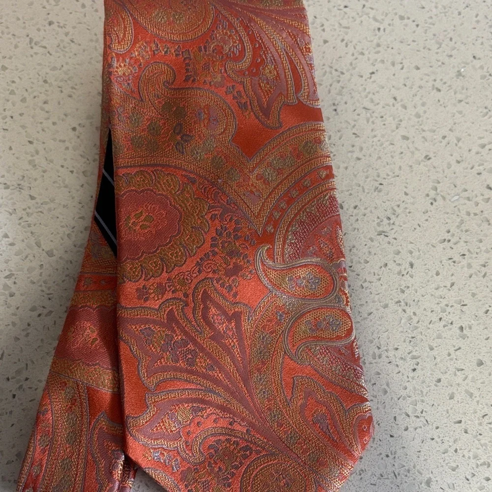 Tommy Hilfiger Red and Gold Paisley Tie